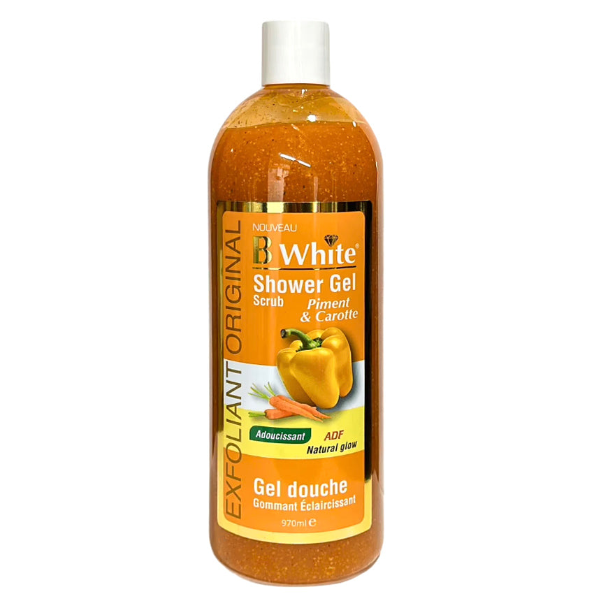 Nouveau B white shower gel scrub piment & carotte
