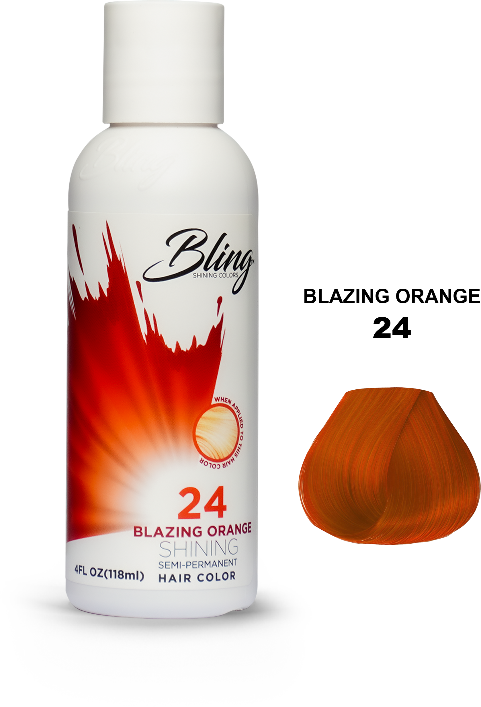 Bling shining semi-permanent hair colors Blazing orange