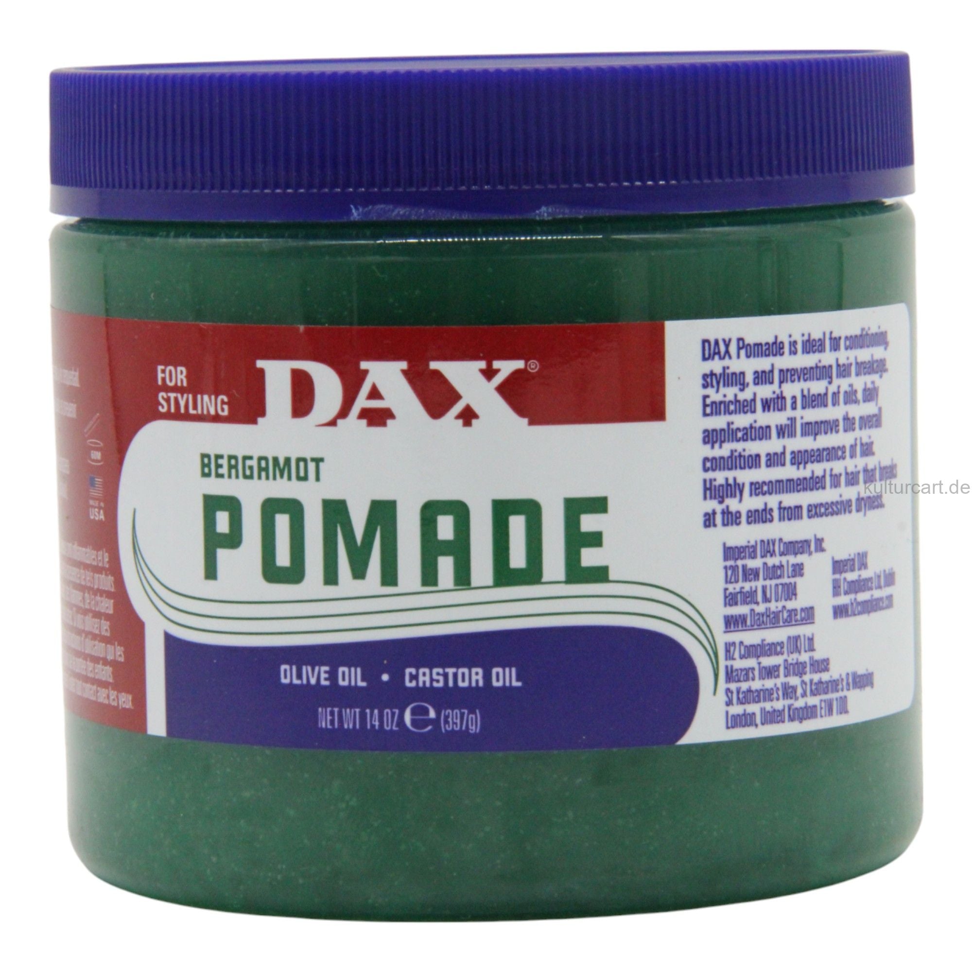 Dax bergamot pomade olive oil castor oil