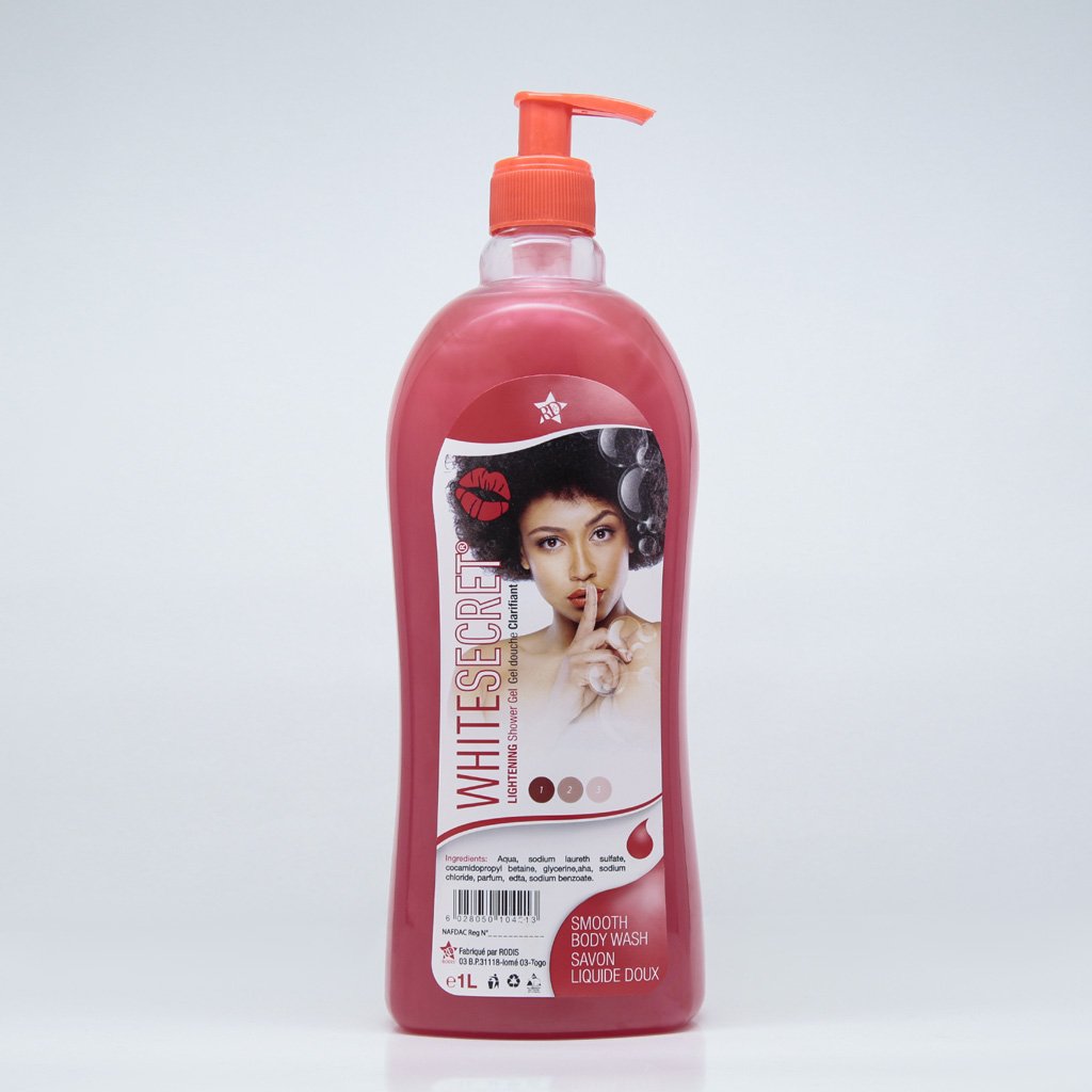 White secret smooth body wash savon liquide doux