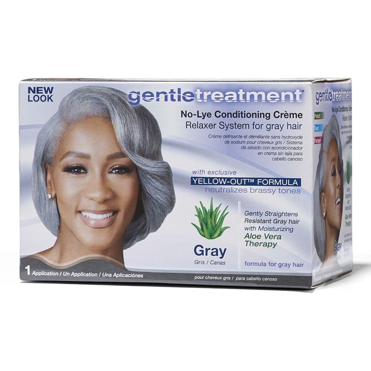 Gentle treatment No-lye conditioning creme relaxer system for gray hair Gray