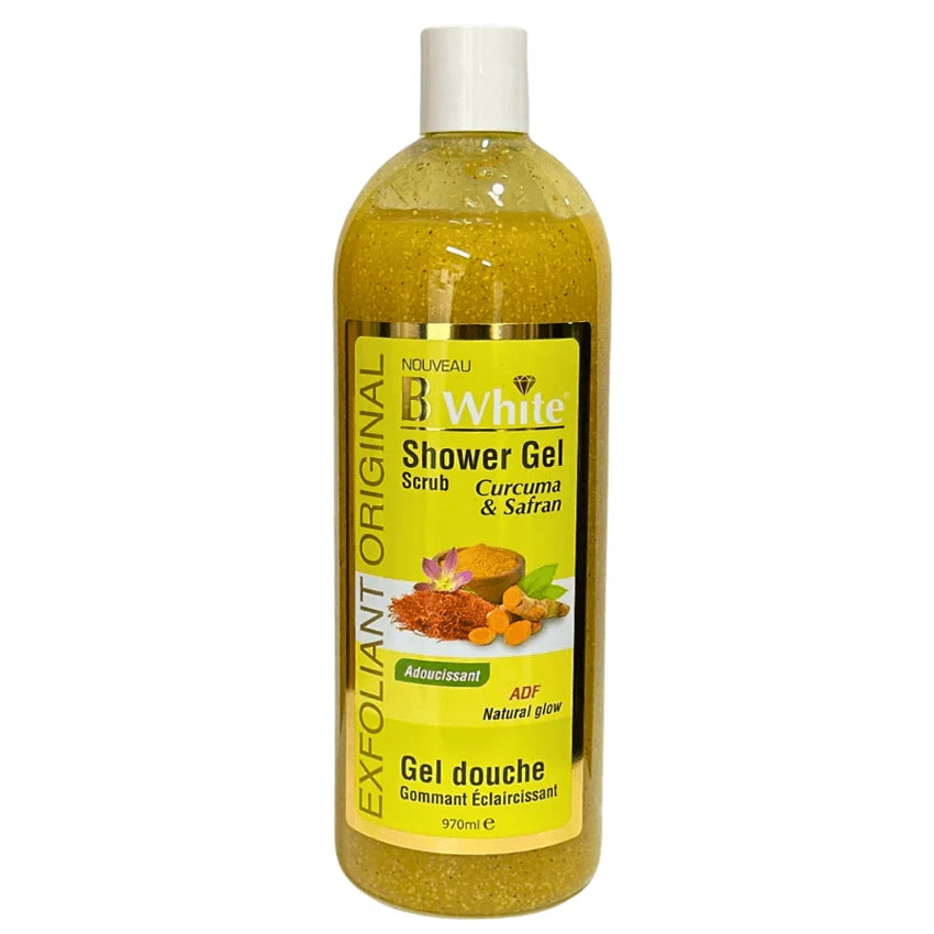 B white shower gel scrub curcuma & safran gel douche